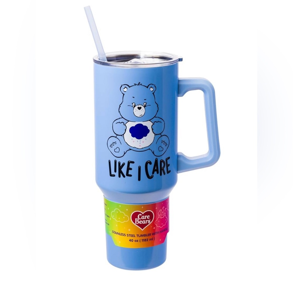 ✅NWT🤩Silver Buffalo Care Bears Grumpy Bear "Like I Care Stainless" 40 Ou… - Picture 1 of 5
